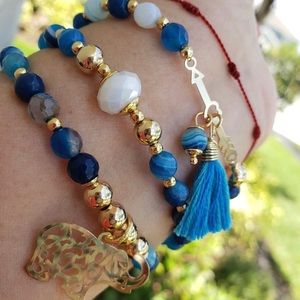 100% handmade bracelet   set of three laminate gold